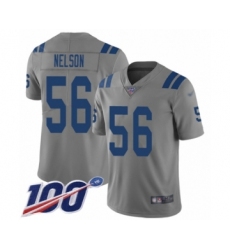 Men's Indianapolis Colts #56 Quenton Nelson Limited Gray Inverted Legend 100th Season Football Jersey