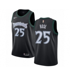 Men's Nike Minnesota Timberwolves #25 Derrick Rose Authentic Black Hardwood Classics Jersey