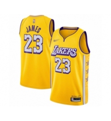 Men's Los Angeles Lakers #23 LeBron James Swingman Gold 2019-20 City Edition Basketball Jersey