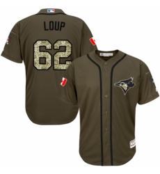 Youth Majestic Toronto Blue Jays #62 Aaron Loup Authentic Green Salute to Service MLB Jersey