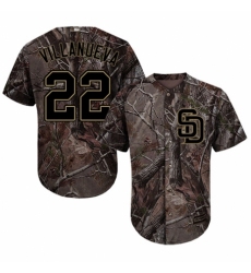 Men's Majestic San Diego Padres #22 Christian Villanueva Authentic Camo Realtree Collection Flex Base MLB Jersey
