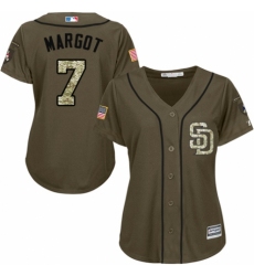 Women's Majestic San Diego Padres #7 Manuel Margot Authentic Green Salute to Service Cool Base MLB Jersey