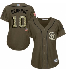 Women's Majestic San Diego Padres #10 Hunter Renfroe Authentic Green Salute to Service Cool Base MLB Jersey
