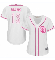 Women's Majestic San Diego Padres #13 Freddy Galvis Authentic White Fashion Cool Base MLB Jersey