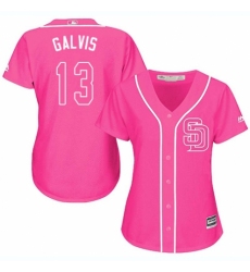Women's Majestic San Diego Padres #13 Freddy Galvis Replica Pink Fashion Cool Base MLB Jersey