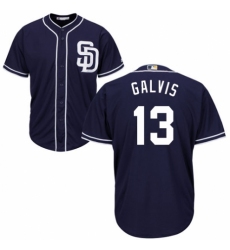 Youth Majestic San Diego Padres #13 Freddy Galvis Authentic Navy Blue Alternate 1 Cool Base MLB Jersey