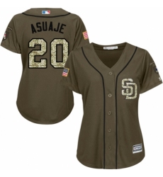 Women's Majestic San Diego Padres #20 Carlos Asuaje Authentic Green Salute to Service Cool Base MLB Jersey