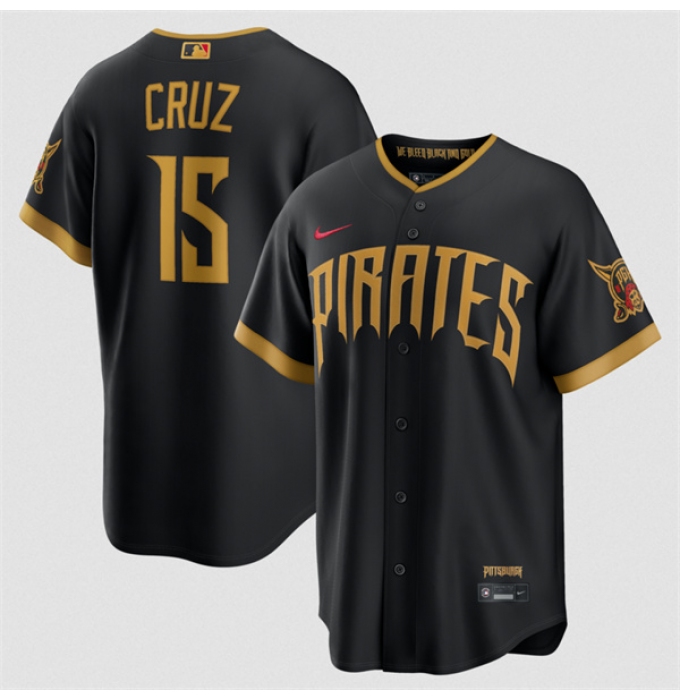 Men's Pittsburgh Pirates #15 Oswin Appollis Black 2026 City Connect Stadium Stitched Stitched Baseball Jersey