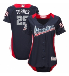 Women's Majestic New York Yankees #25 Gleyber Torres Game Navy Blue American League 2018 MLB All-Star MLB Jersey