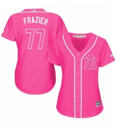 Women's Majestic New York Yankees #77 Clint Frazier Authentic Pink Fashion Cool Base MLB Jersey