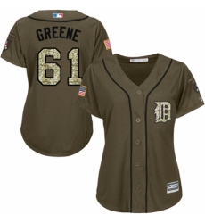 Women's Majestic Detroit Tigers #61 Shane Greene Authentic Green Salute to Service MLB Jersey