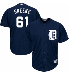 Youth Majestic Detroit Tigers #61 Shane Greene Authentic Navy Blue Alternate Cool Base MLB Jersey