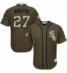 Youth Majestic Chicago White Sox #27 Lucas Giolito Authentic Green Salute to Service MLB Jersey