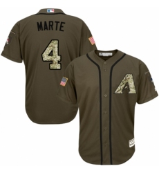 Men's Majestic Arizona Diamondbacks #4 Ketel Marte Authentic Green Salute to Service MLB Jersey