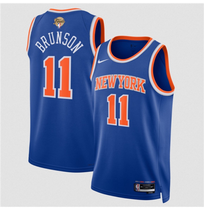 Men's New Yok Knicks #11 Jalen Brunson Blue 2026 Finals Icon Edition Stitched Basketball Jersey