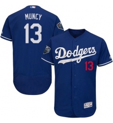 Men's Majestic Los Angeles Dodgers #13 Max Muncy Royal Blue Alternate Flex Base Authentic Collection 2018 World Series MLB Jersey