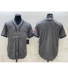 Men's Chicago Bears Blank Grey With Patch Cool Base Stitched Baseball Jersey