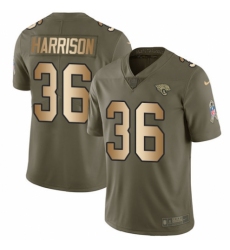 Men's Nike Jacksonville Jaguars #36 Ronnie Harrison Limited Olive/Gold 2017 Salute to Service NFL Jersey