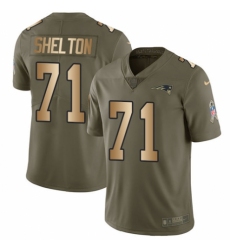 Youth Nike New England Patriots #71 Danny Shelton Limited Olive/Gold 2017 Salute to Service NFL Jersey