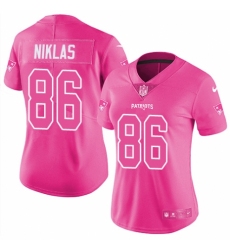 Women's Nike New England Patriots #86 Troy Niklas Limited Pink Rush Fashion NFL Jersey