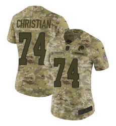 Women's Nike Washington Redskins #74 Geron Christian Limited Camo 2018 Salute to Service NFL Jersey