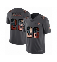 Men's New England Patriots #26 Sony Michel Limited Black USA Flag 2019 Salute To Service Football Jersey