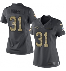 Women's Nike New England Patriots #31 Jonathan Jones Limited Black 2016 Salute to Service NFL Jersey