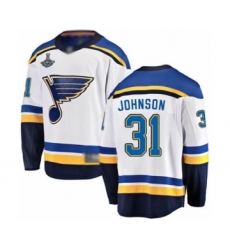 Men's St. Louis Blues #31 Chad Johnson Fanatics Branded White Away Breakaway 2019 Stanley Cup Champions Hockey Jersey