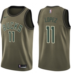 Men's Nike Milwaukee Bucks #11 Brook Lopez Swingman Green Salute to Service NBA Jersey