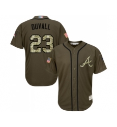 Men's Atlanta Braves #23 Adam Duvall Authentic Green Salute to Service Baseball Jersey