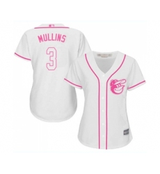 Women's Baltimore Orioles #3 Cedric Mullins Replica White Fashion Cool Base Baseball Jersey