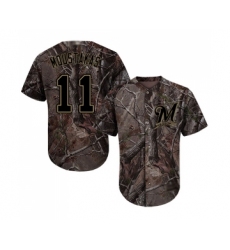 Youth Milwaukee Brewers #11 Mike Moustakas Authentic Camo Realtree Collection Flex Base Baseball Jersey