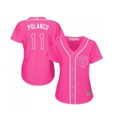 Women's Minnesota Twins #11 Jorge Polanco Replica Pink Fashion Cool Base Baseball Jersey