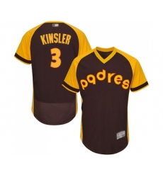 Men's San Diego Padres #3 Ian Kinsler Brown Alternate Cooperstown Authentic Collection Flex Base Baseball Jersey