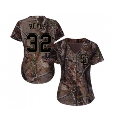 Women's San Diego Padres #32 Franmil Reyes Authentic Camo Realtree Collection Flex Base Baseball Jersey