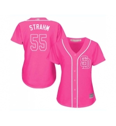 Women's San Diego Padres #55 Matt Strahm Replica Pink Fashion Cool Base Baseball Jersey
