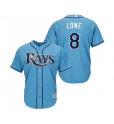 Men's Tampa Bay Rays #8 Brandon Lowe Replica Light Blue Alternate 2 Cool Base Baseball Jersey
