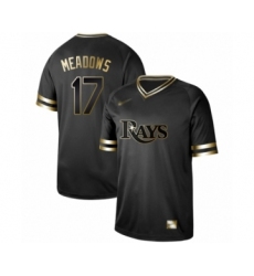 Men's Tampa Bay Rays #17 Austin Meadows Authentic Black Gold Fashion Baseball Jersey