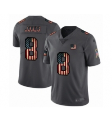 Men's New York Giants #8 Daniel Jones Limited Black USA Flag 2019 Salute To Service Football Jersey