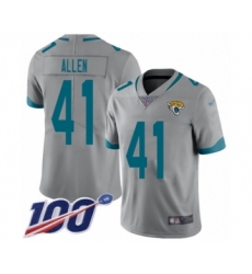 Men's Jacksonville Jaguars #41 Josh Allen Silver Inverted Legend Limited 100th Season Football Jersey
