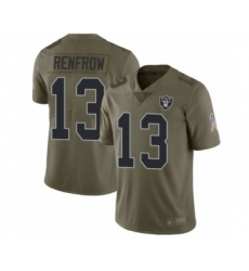 Youth Oakland Raiders #13 Hunter Renfrow Limited Olive 2017 Salute to Service Football Jersey