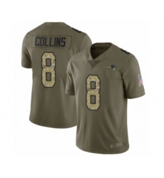 Men's New England Patriots #8 Jamie Collins Limited Olive Camo 2017 Salute to Service Football Jersey