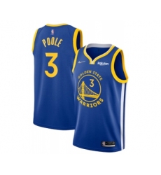 Men's Golden State Warriors #3 Jordan Poole 2022 Royal 75th Anniversary Stitched Jersey