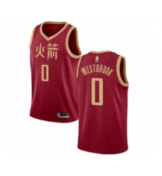 Men's Houston Rockets #0 Russell Westbrook Authentic Red Basketball Jersey - 2018-19 City Edition