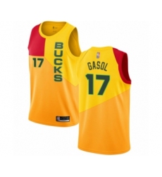 Youth Milwaukee Bucks #17 Pau Gasol Swingman Yellow Basketball Jersey - City Edition