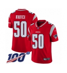 Men's New England Patriots #50 Chase Winovich Limited Red Inverted Legend 100th Season Football Jersey