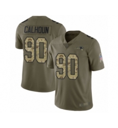 Men's New England Patriots #90 Shilique Calhoun Limited Olive Camo 2017 Salute to Service Football Jersey