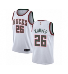 Youth Milwaukee Bucks #26 Kyle Korver Authentic White Fashion Hardwood Classics Basketball Jersey