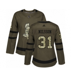 Women's Ottawa Senators #31 Anders Nilsson Authentic Green Salute to Service Hockey Jersey