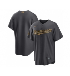 Men's Minnesota Twins Blank Charcoal 2022 All-Star Cool Base Stitched Baseball Jersey